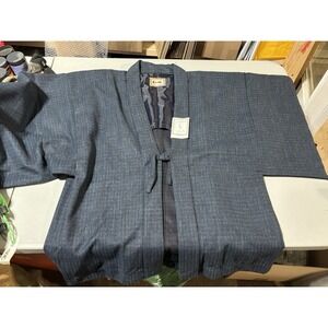 Blue Woven Haori Kimono Jacket NWT XL